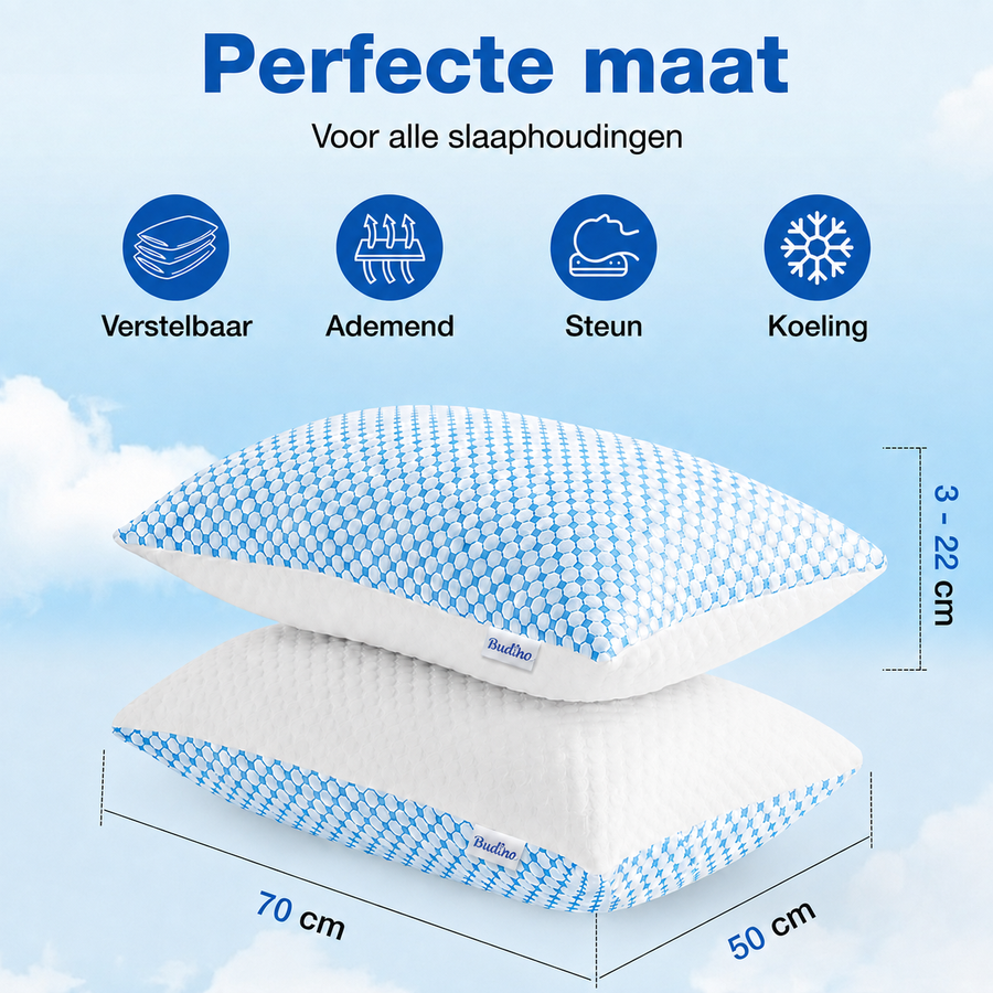 Budino® Perfect Fit Traagschuim Hoofdkussen