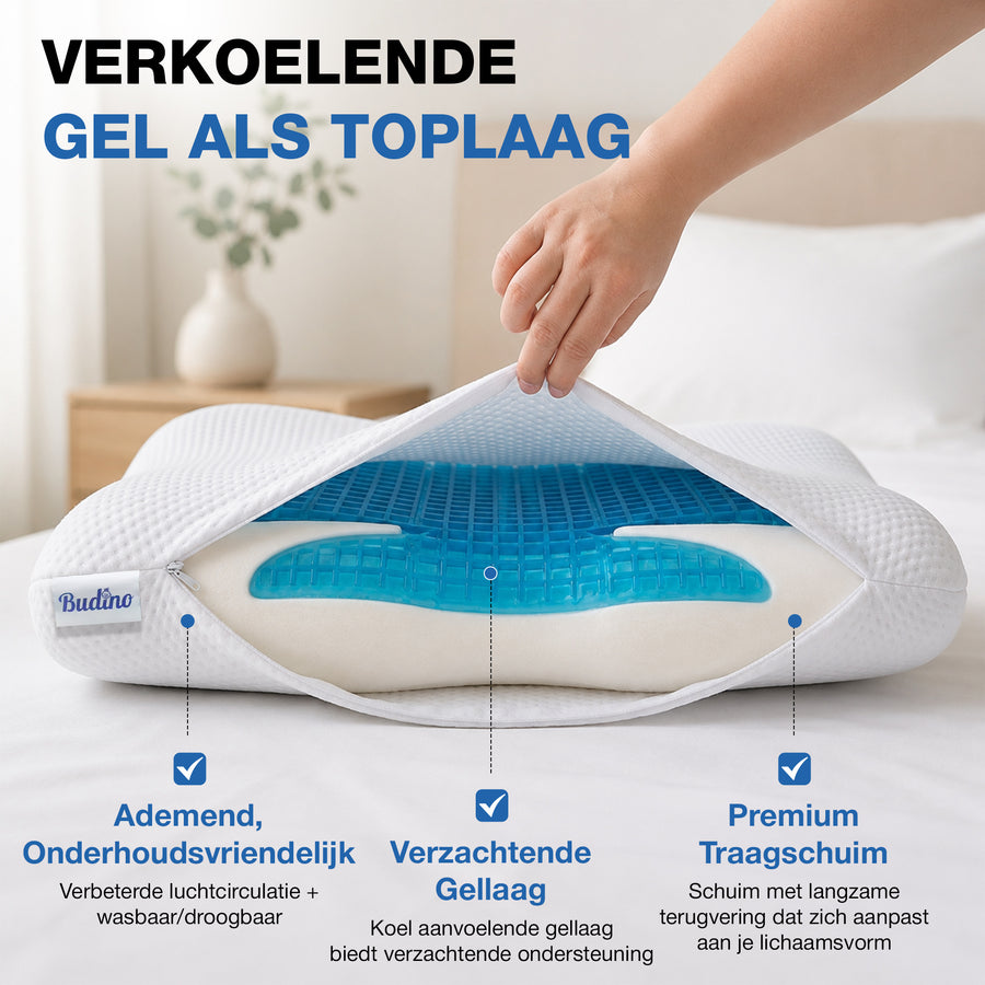 Budino® CoolGel Traagschuim Hoofdkussen